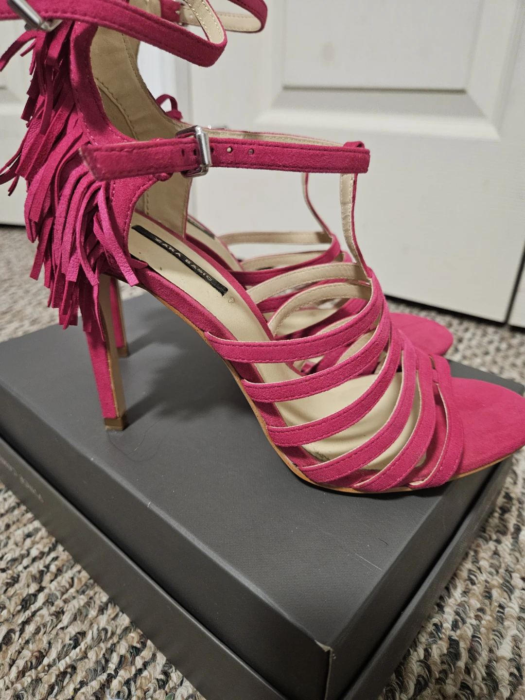 Zara Hot Pink Strappy Heels size 8 - photo 2