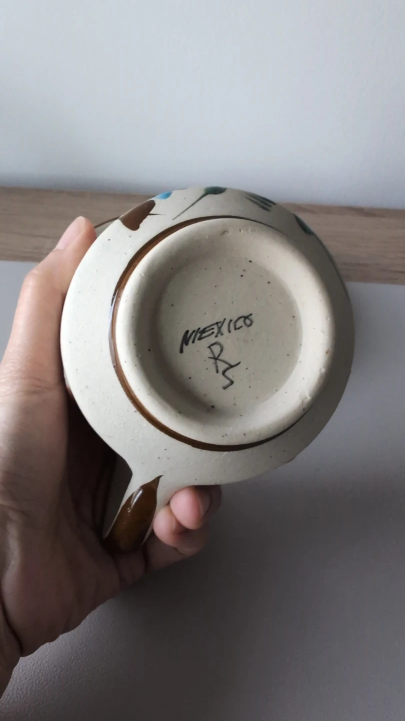 VintageTonala Mexican Folk Art Ceramic Cup and Saucer Set - photo 3