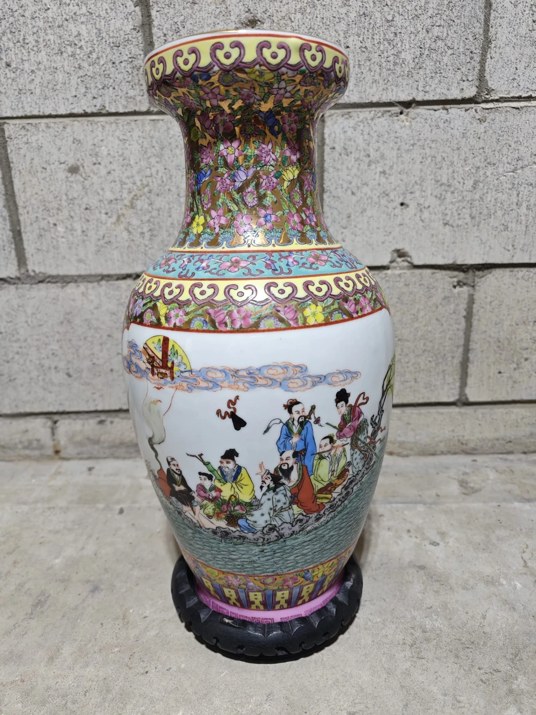 Decorative Porcelain Vase with Floral and Figural Scenes - photo 2