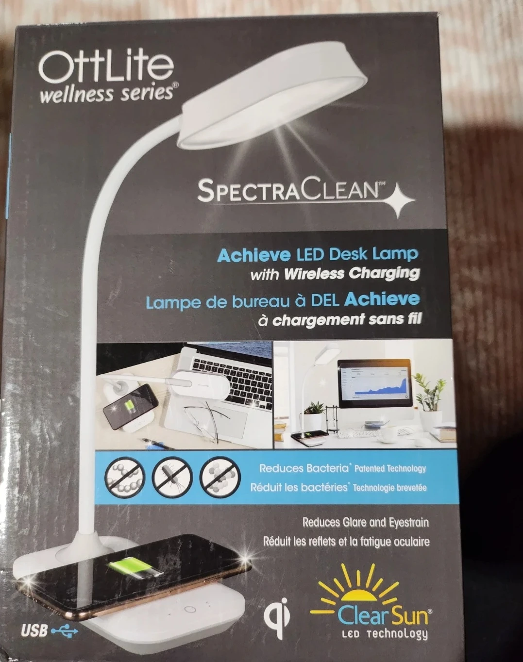 OttLite SpectraClean LED Desk Lamp with Wireless Charging - photo 3