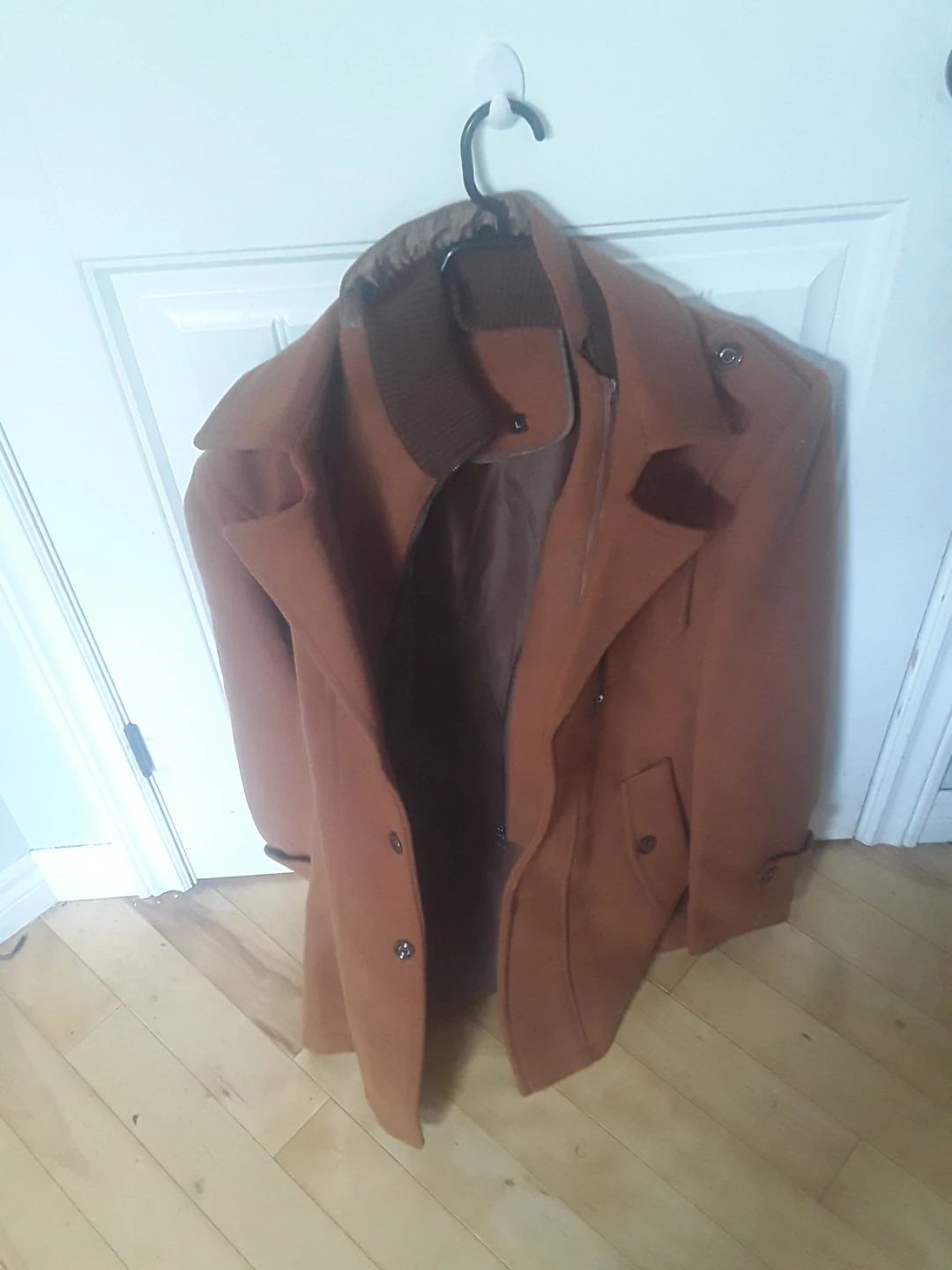 Brown Wool Blend Pea Coat - photo 3