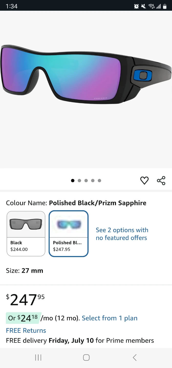 Oakley Batwolf Sunglasses Polished Black/Prizm Sapphire - photo 4
