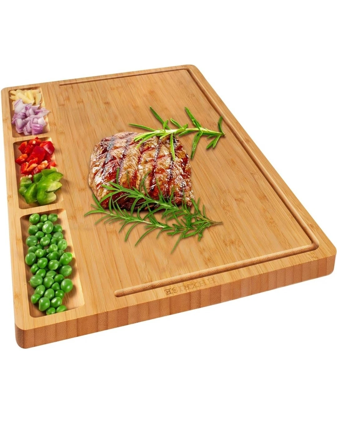 Bamboo Cutting Board with Compartments