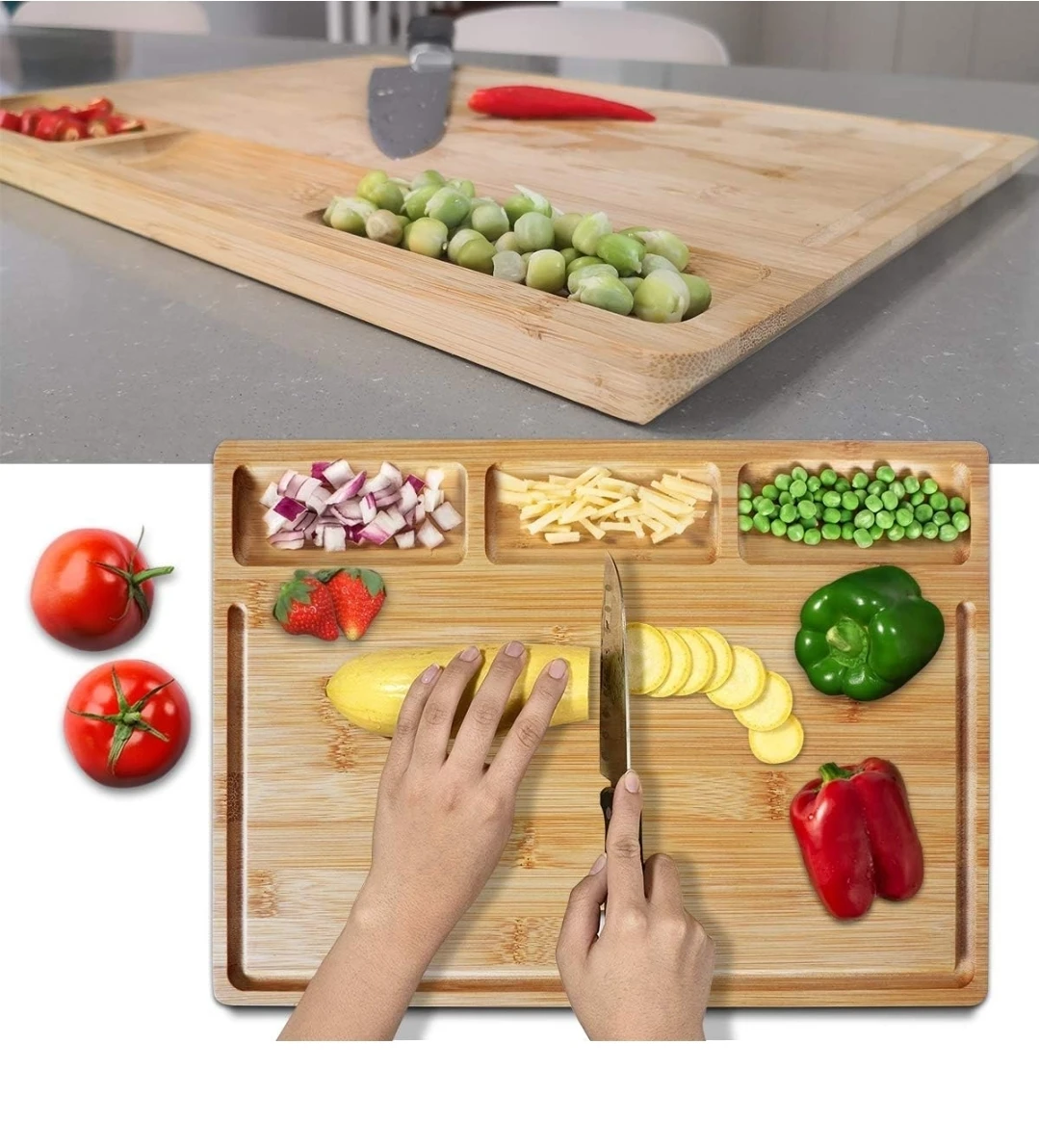 Bamboo Cutting Board with Compartments - photo 2