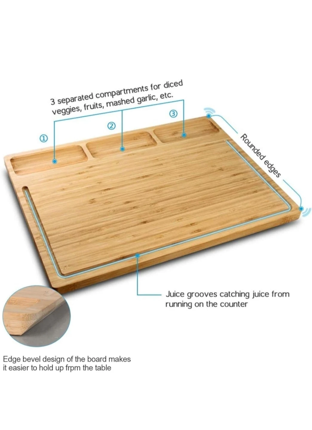 Bamboo Cutting Board with Compartments - photo 3