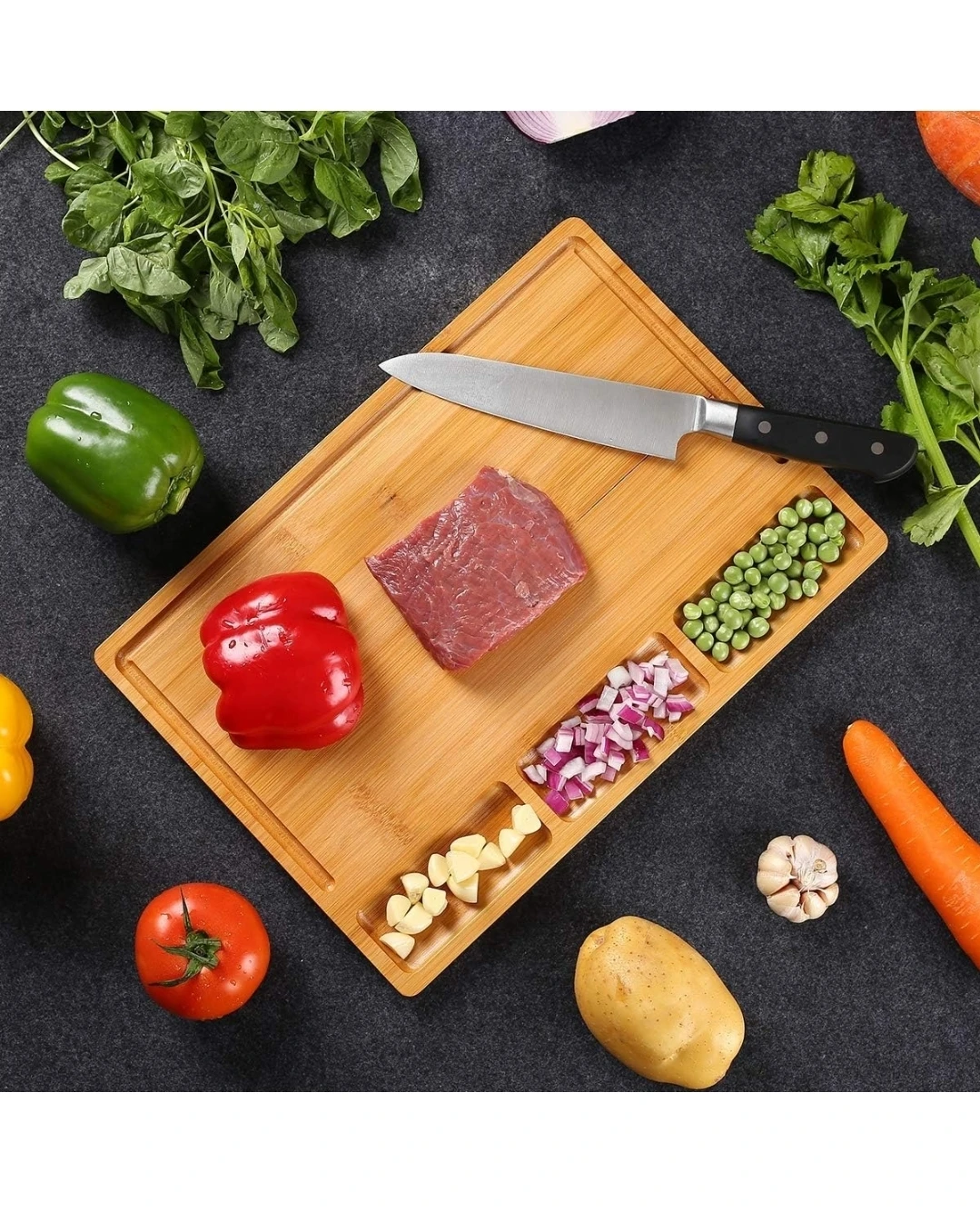 Bamboo Cutting Board with Compartments - photo 4