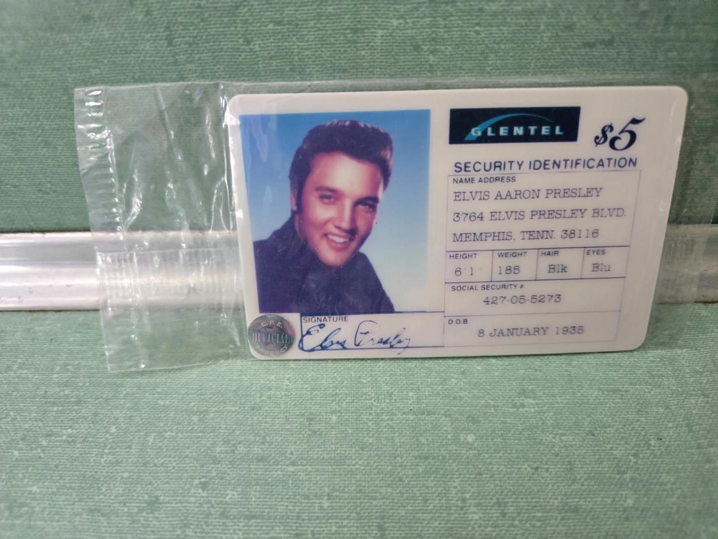 Vintage Elvis Presley Security Identification Phone Card