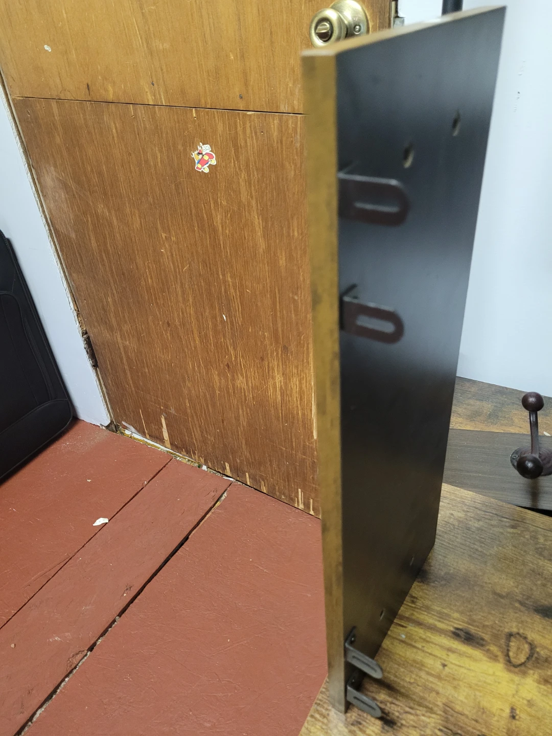 Rustic Wood and Metal Entryway Coat Rack Shelf - photo 4