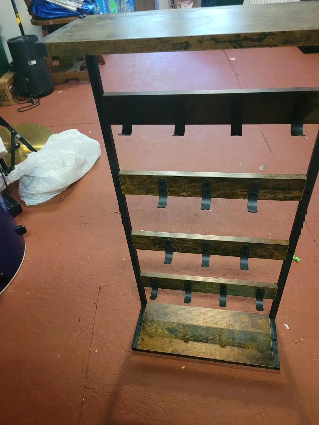 Rustic Wood and Metal Entryway Coat Rack Shelf - photo 5