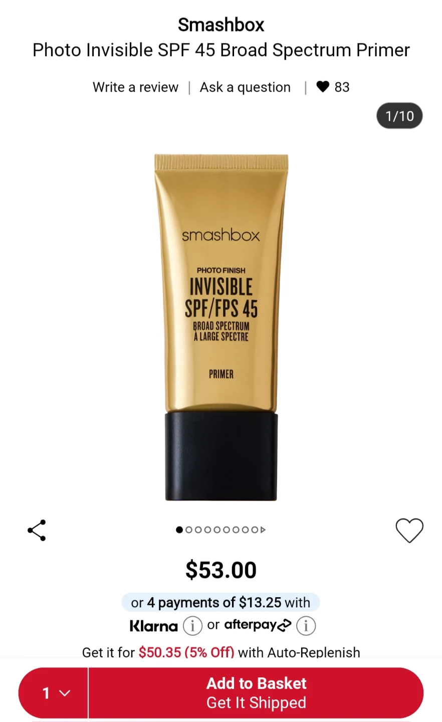 Smashbox Photo Finish Invisible SPF 45 Primer