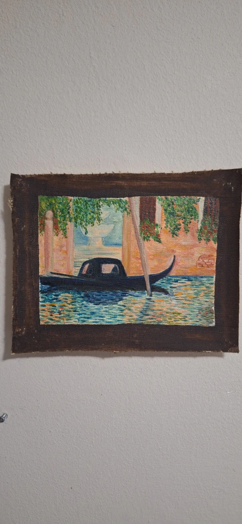 Vintage Oil Painting of a Gondola in Venice - photo 2