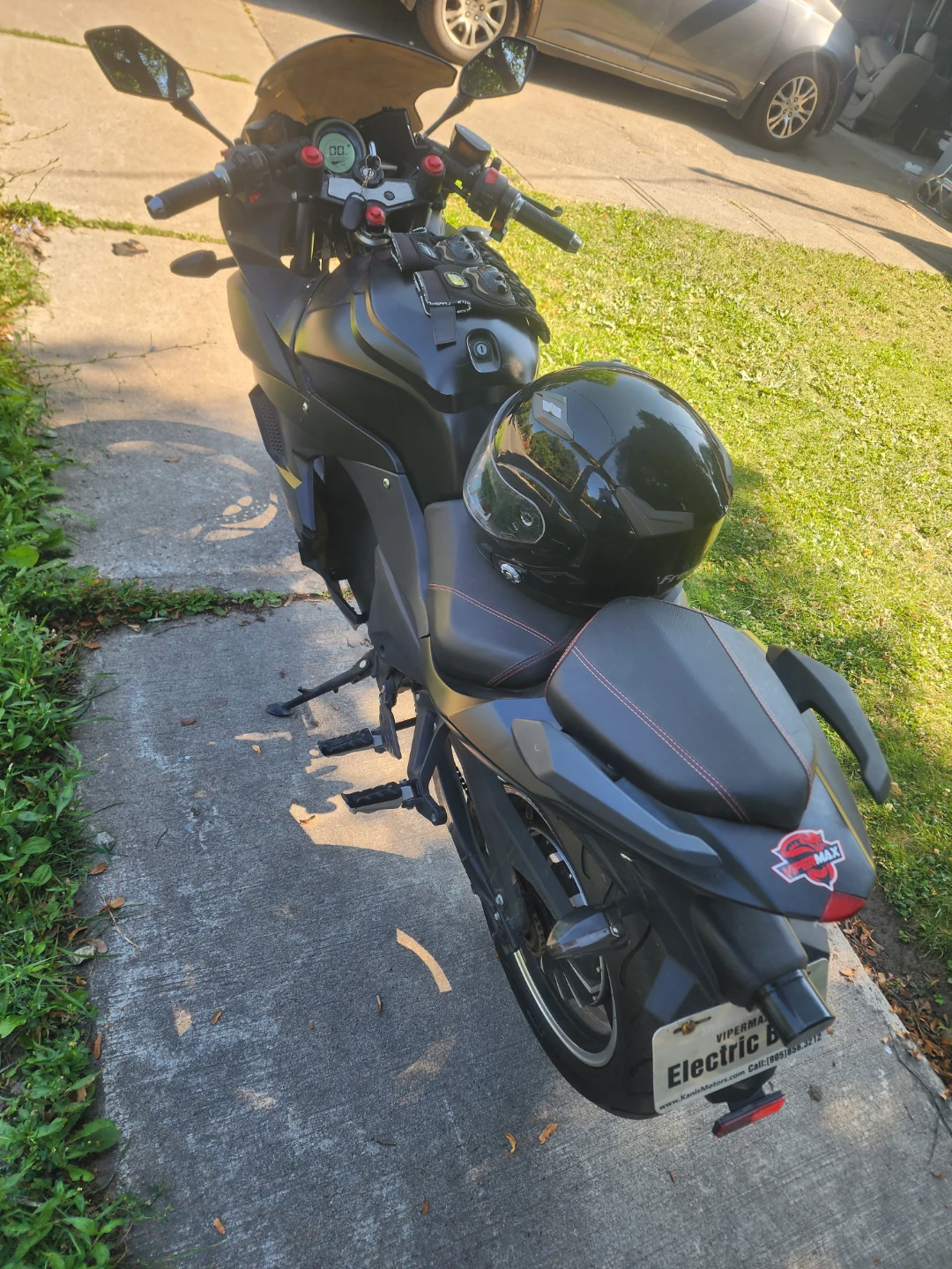 Black Electric Motorcycle with Helmet - photo 3