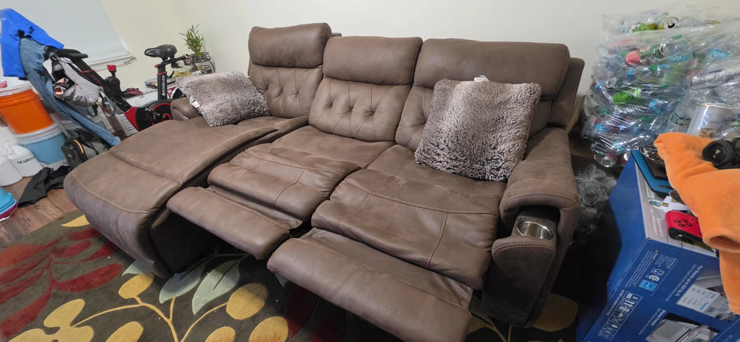 Brown Reclining Sectional Sofa with Cup Holders - photo 2