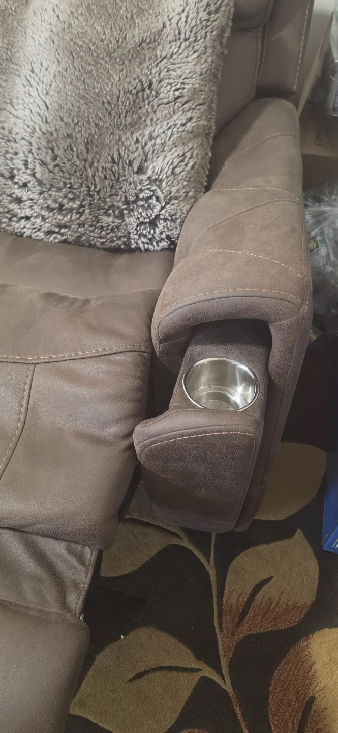 Brown Reclining Sectional Sofa with Cup Holders - photo 3