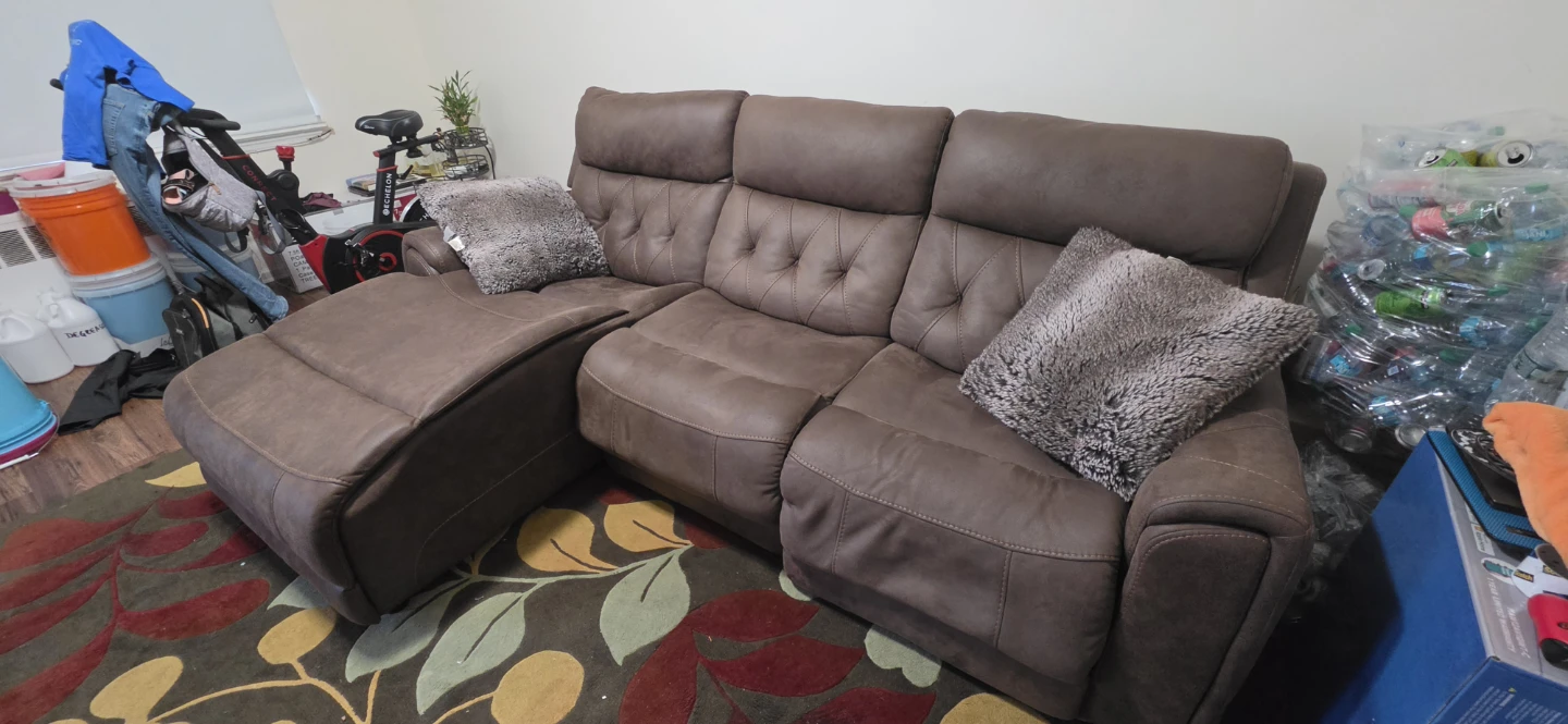 Brown Reclining Sectional Sofa with Cup Holders - photo 4