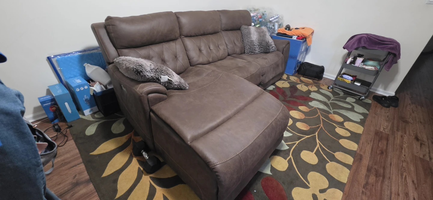 Brown Reclining Sectional Sofa with Cup Holders - photo 5