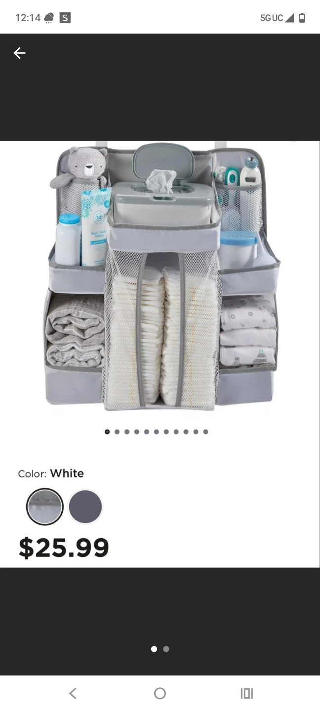 White Crib Organizer with Multiple Pockets