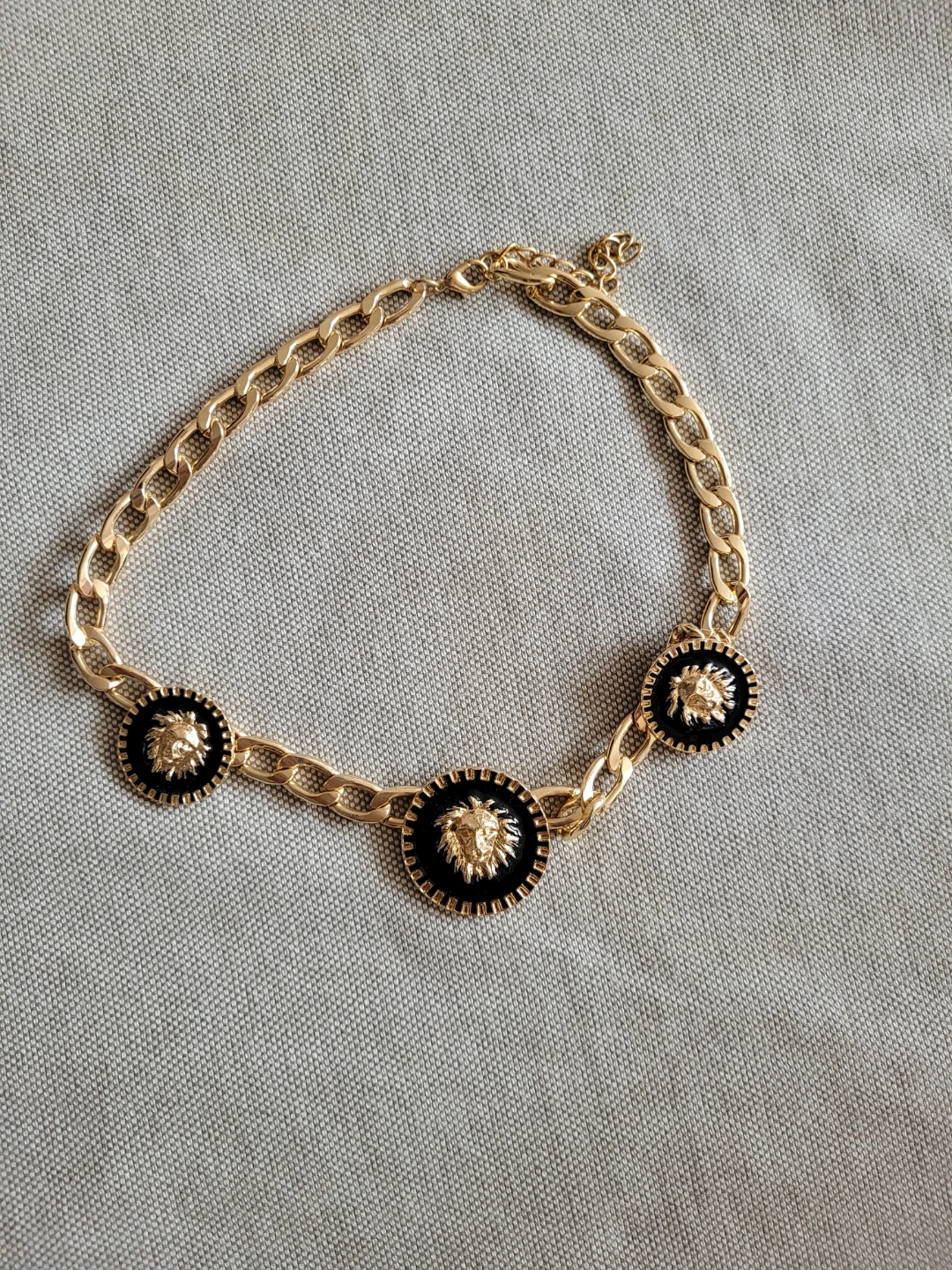 Gold-tone Necklace with Lion Medallions