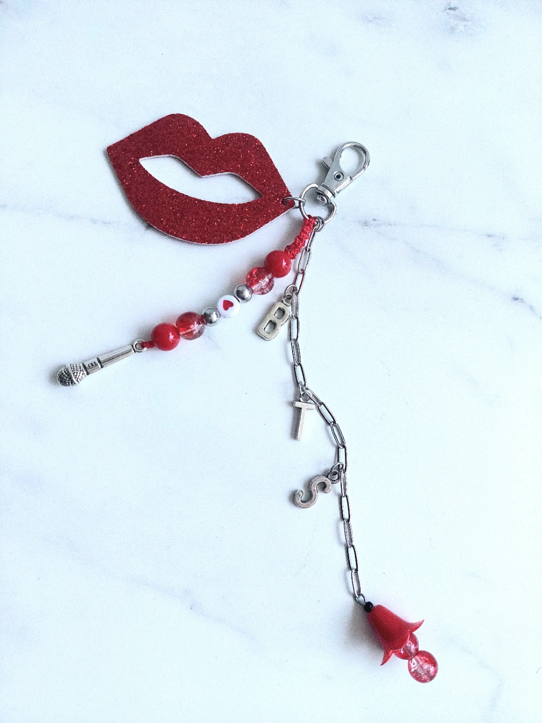 Red Glitter Lips BTS Charm