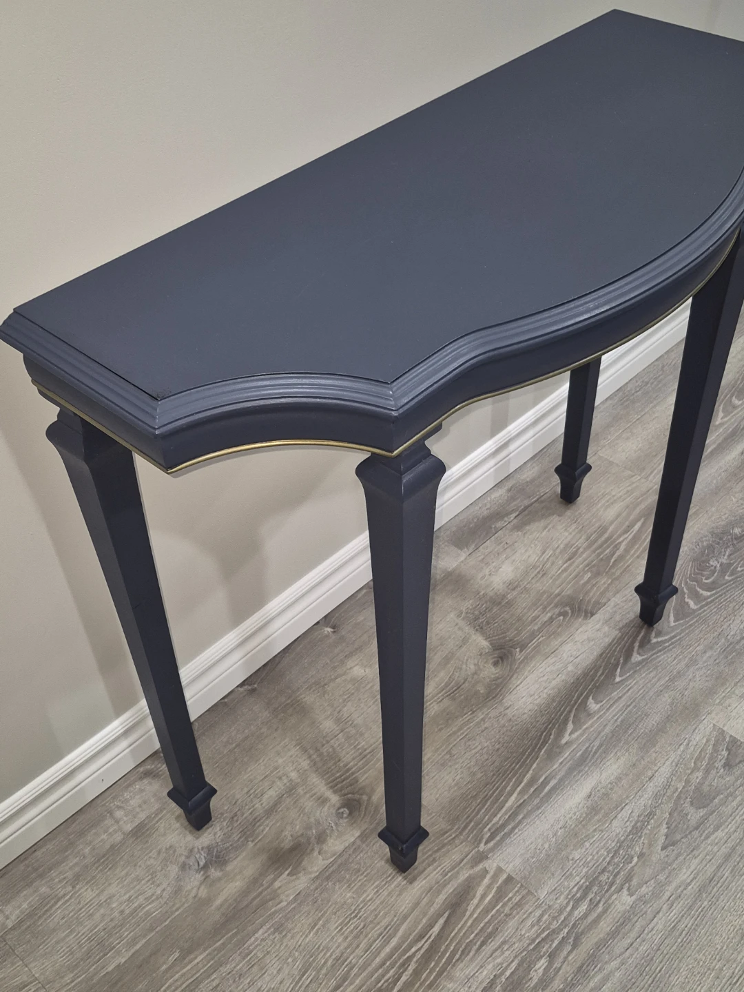 Dark Blue Console Table with Gold Trim