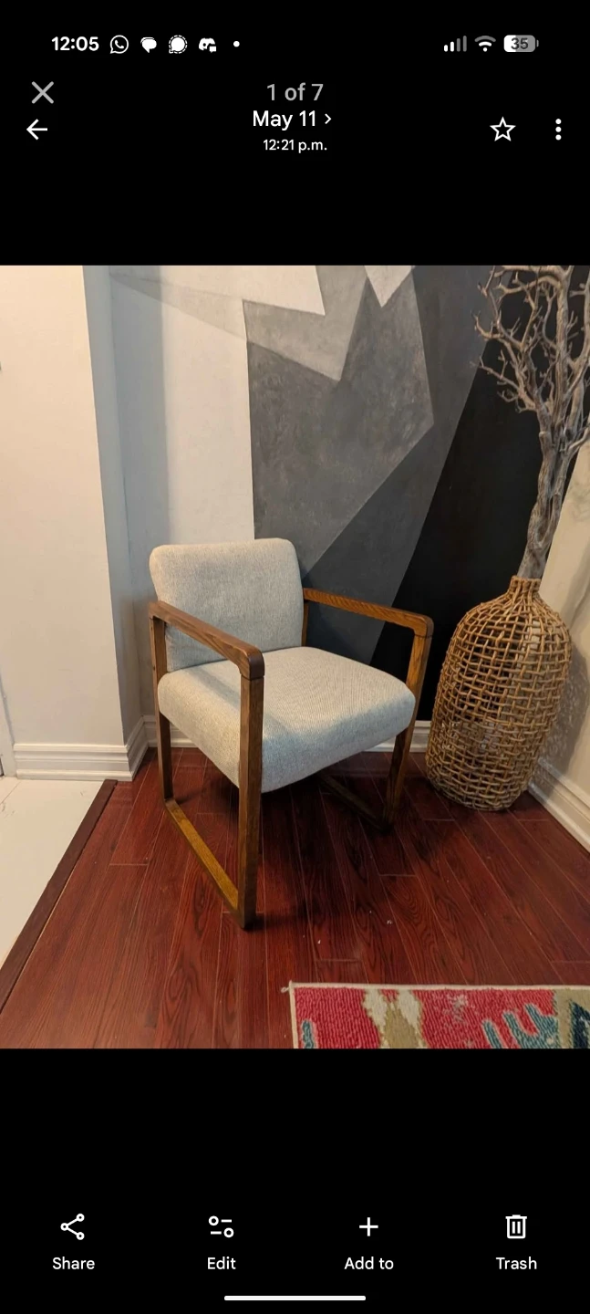 Industrial Accent Chair with Wooden Frame