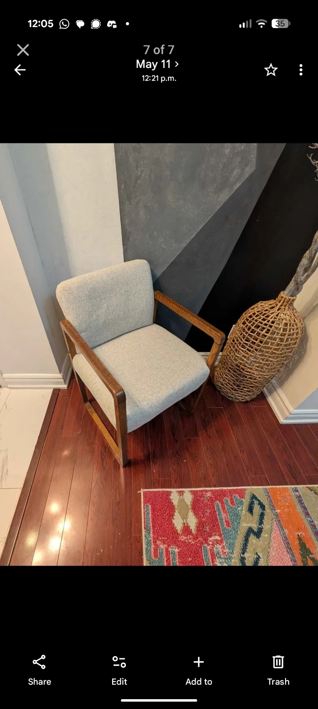 Industrial Accent Chair with Wooden Frame - photo 3