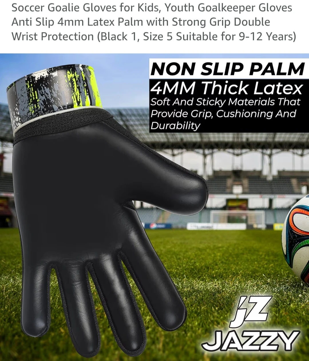 Jazzy Youth Goalie Gloves Size 5 - Black - photo 2