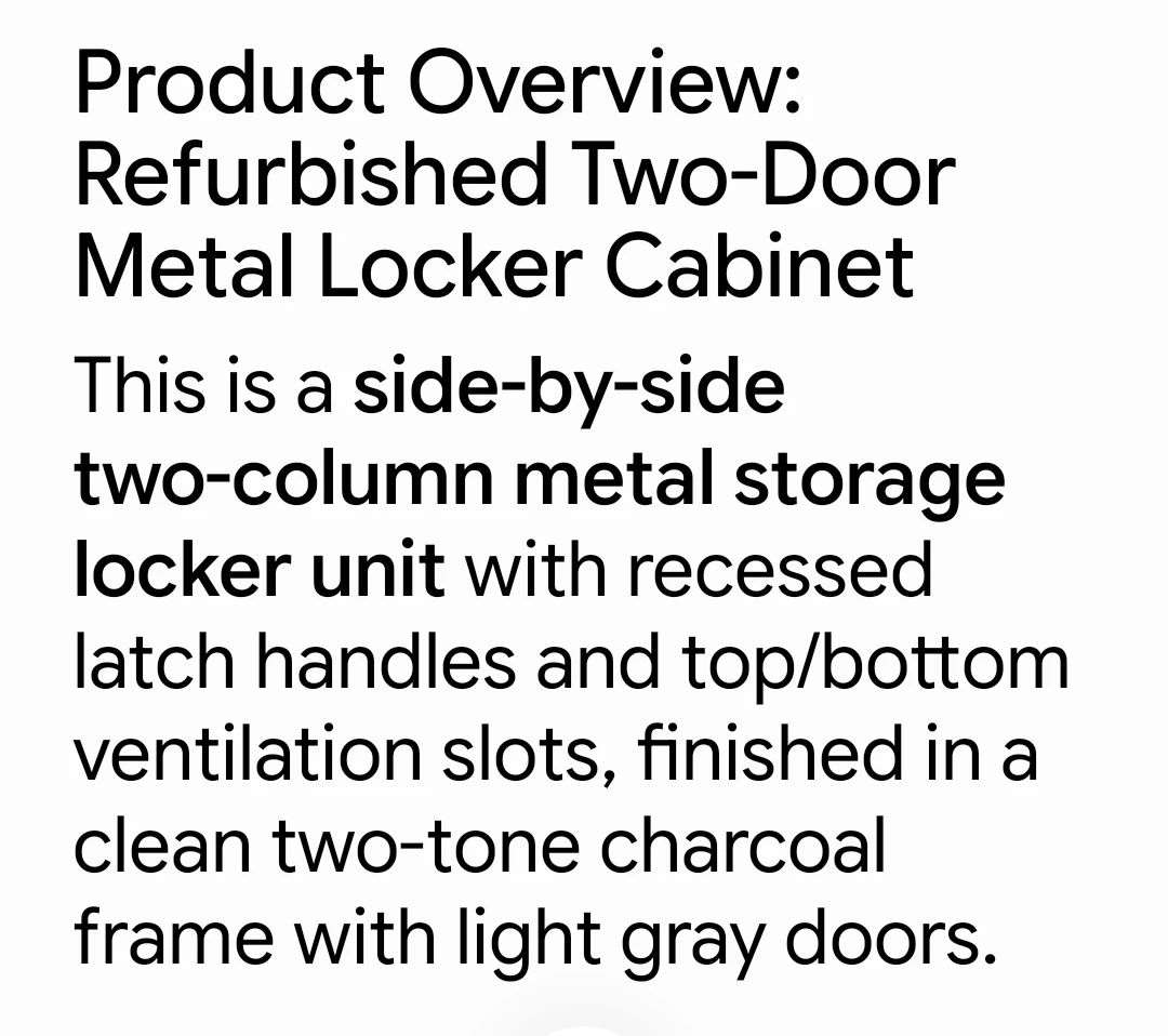 Refurbished Two-Door Metal Locker Cabinet - photo 2