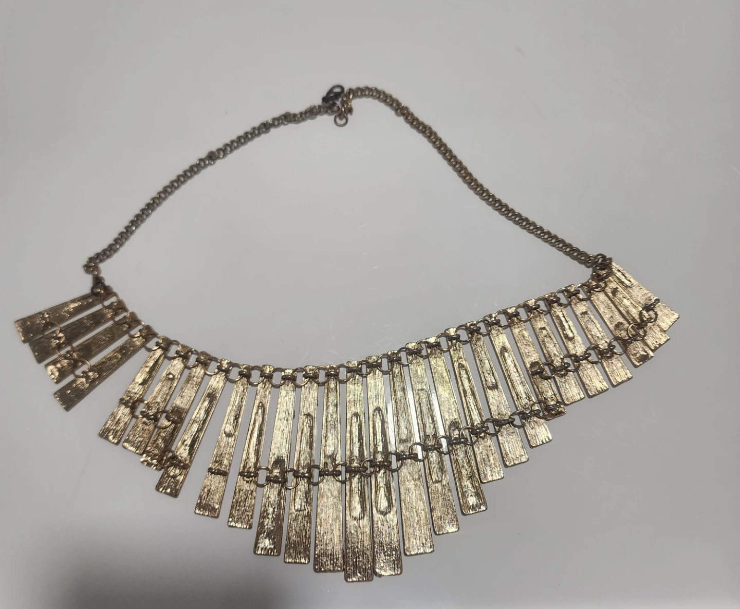 Statement Necklace - Gold Tone with Teal and Magenta Accents - photo 2