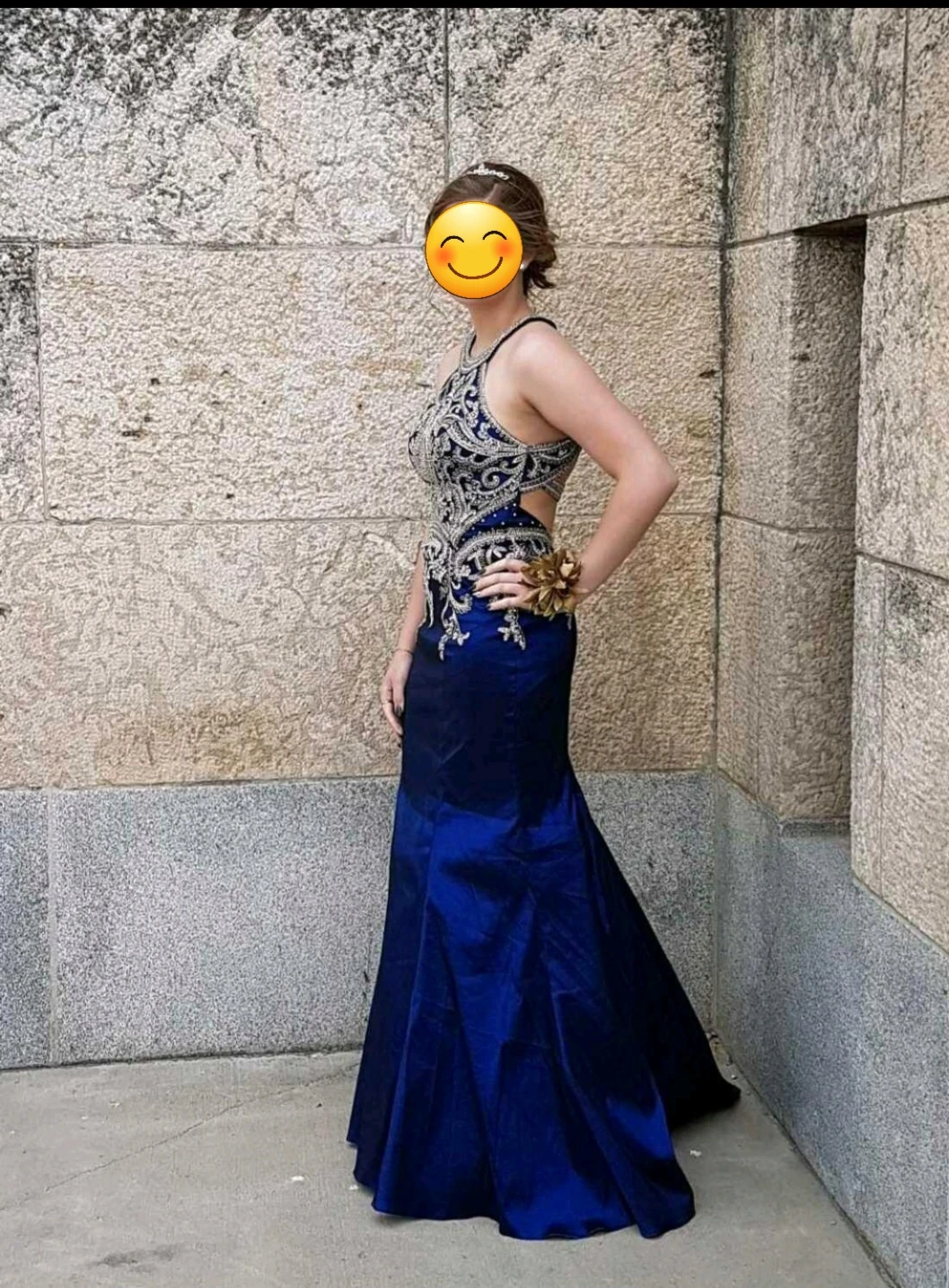 JVN Stunning Royal Blue Prom Dress with Beaded Embellishments