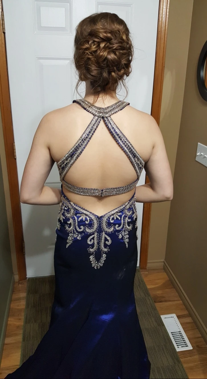JVN Stunning Royal Blue Prom Dress with Beaded Embellishments - photo 3