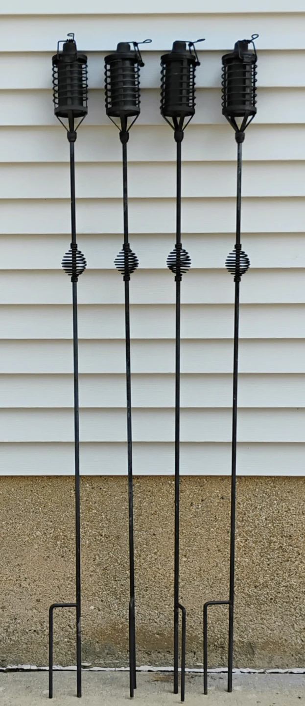 4 - ELEGANT OUTDOOR TORCHES WITH NEW WICKS & CITRONELLA FLUID - photo 2