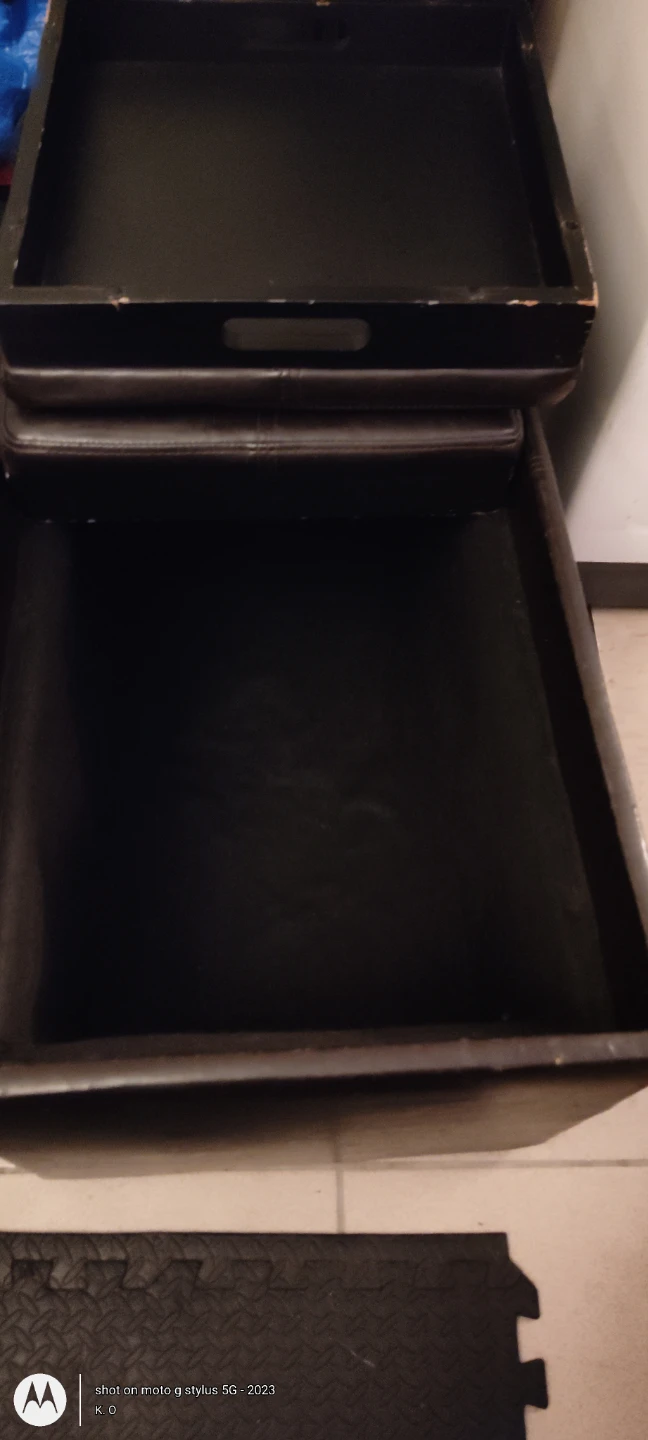 FREE Black Storage Ottoman Bench – Dual Flip-Top Trays (As-Is) - photo 2