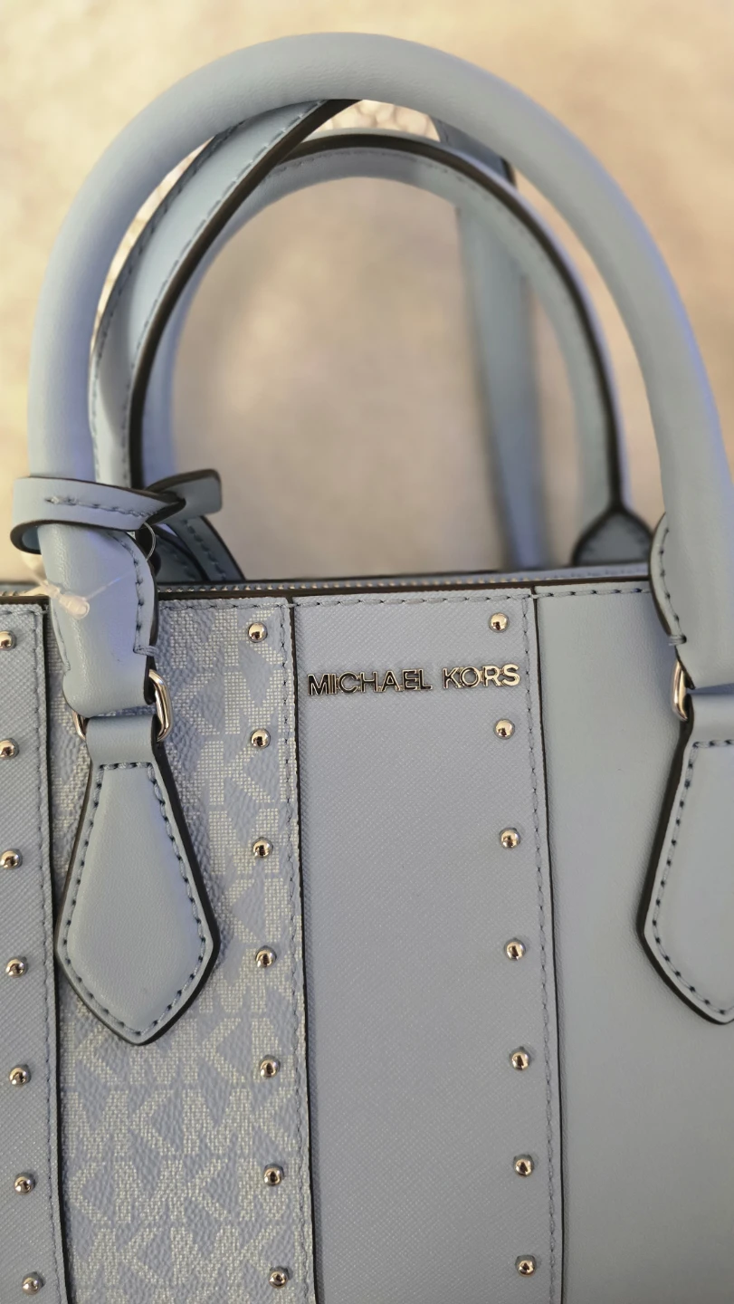 Original Michael Kors Light Blue Studded Leather Handbag - photo 5