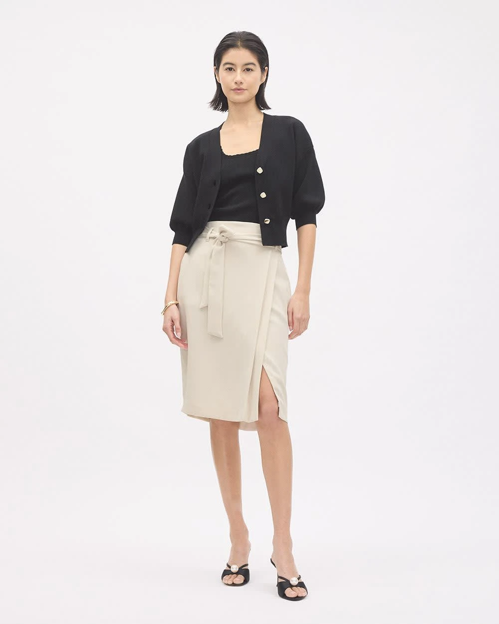White Satin Pencil Skirt