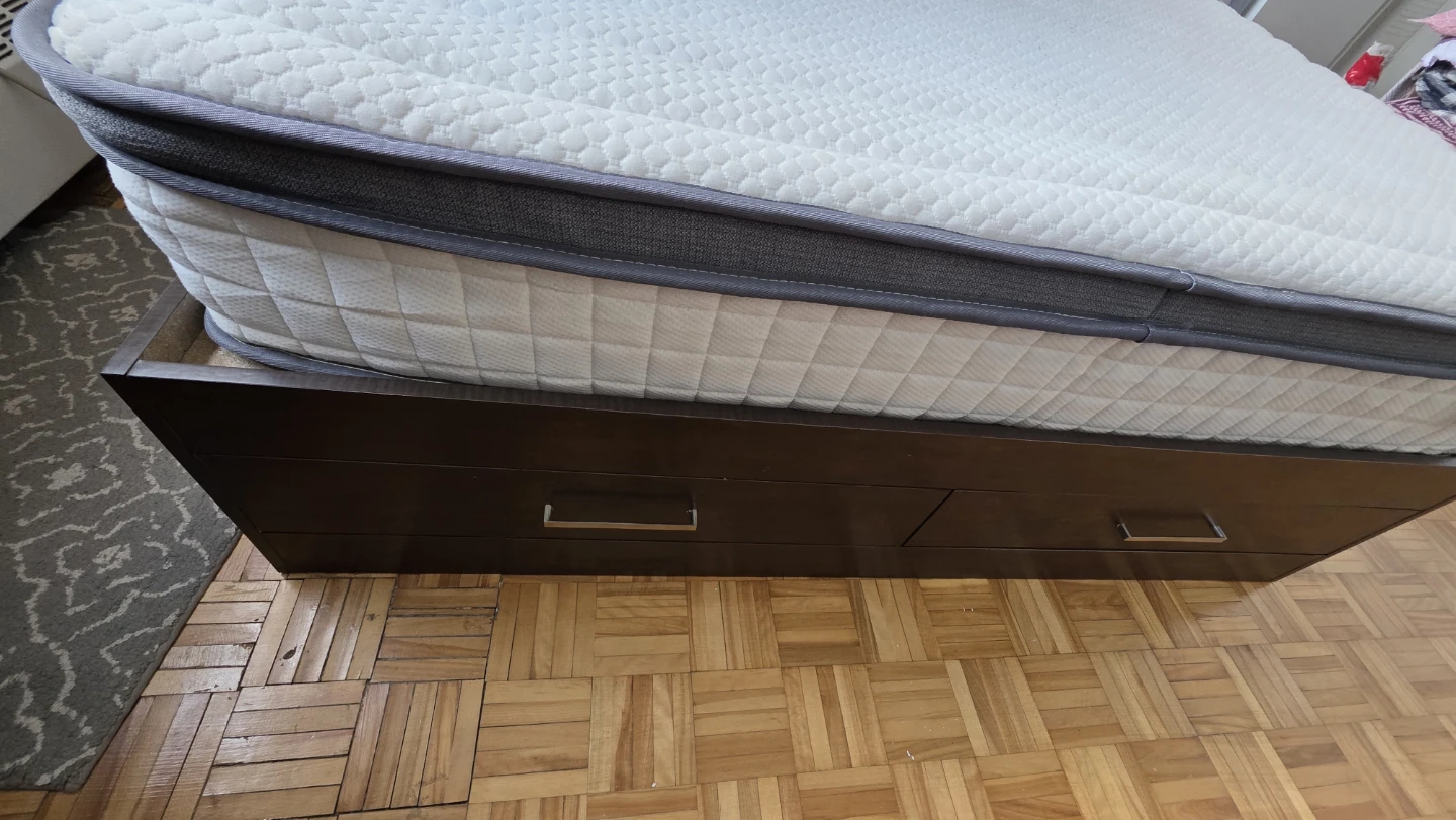 Dark Wood Platform Bed Frame with Headboard