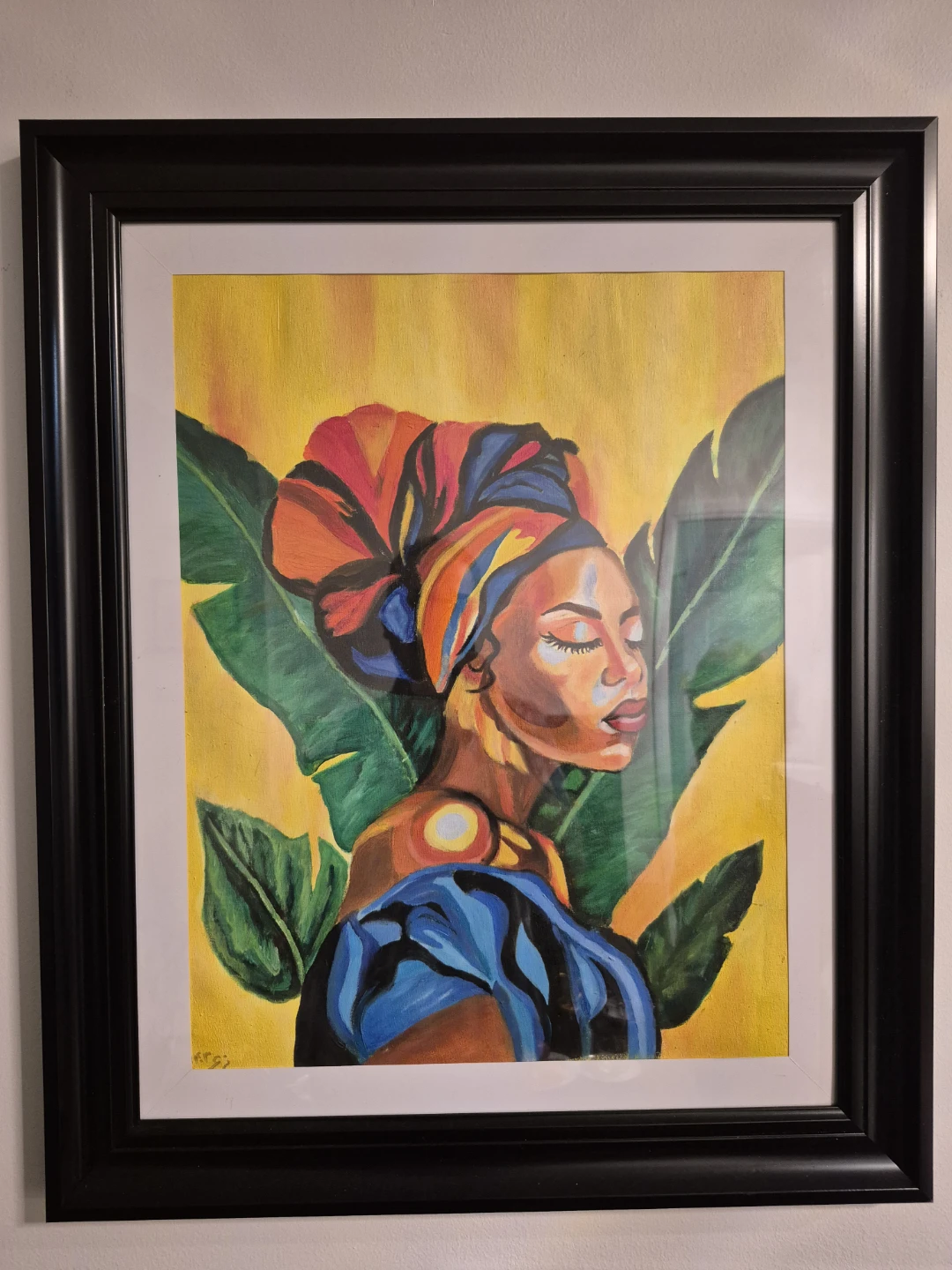 Framed Painting of a Woman with Turban