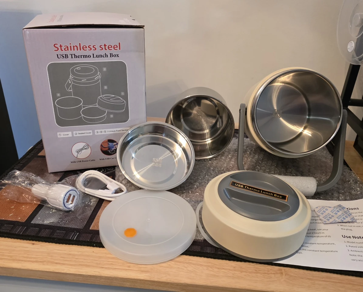 3-Tier Electric Heated Lunch Box (USB & 12V Car Adapter)