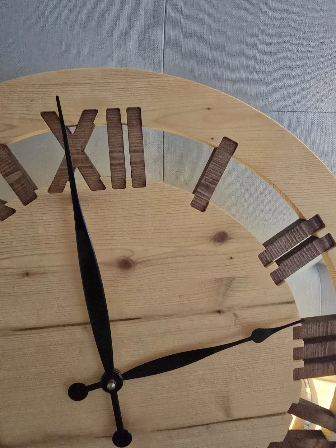 Large Rustic Wooden Wall Clock with Roman Numerals - photo 4