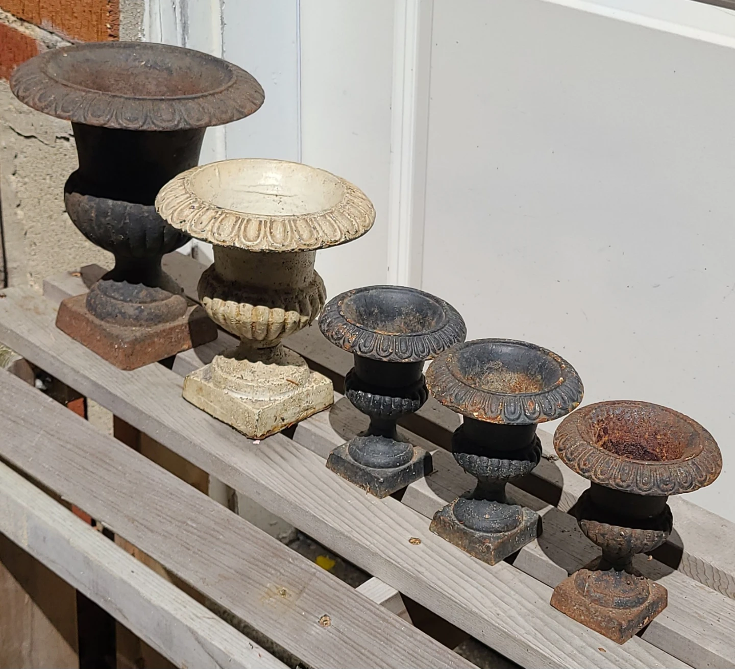 Mini Cast Iron Garden Urns Vintage