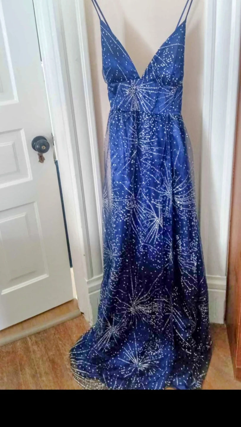 Windsor Navy Blue Sparkly Maxi Dress - Size M - photo 2