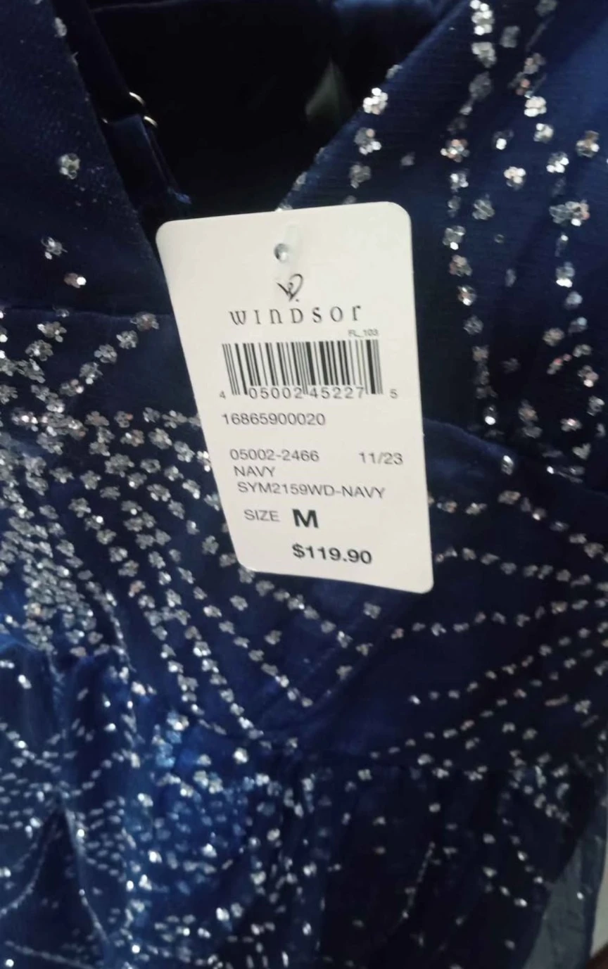 Windsor Navy Blue Sparkly Maxi Dress - Size M - photo 4