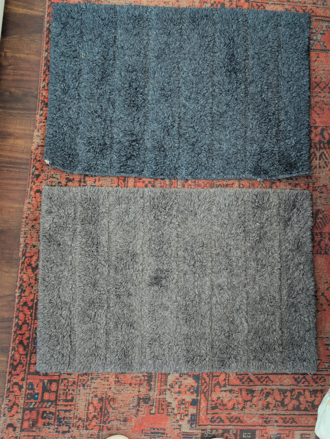Grey and blue Shaggy Bath Mat