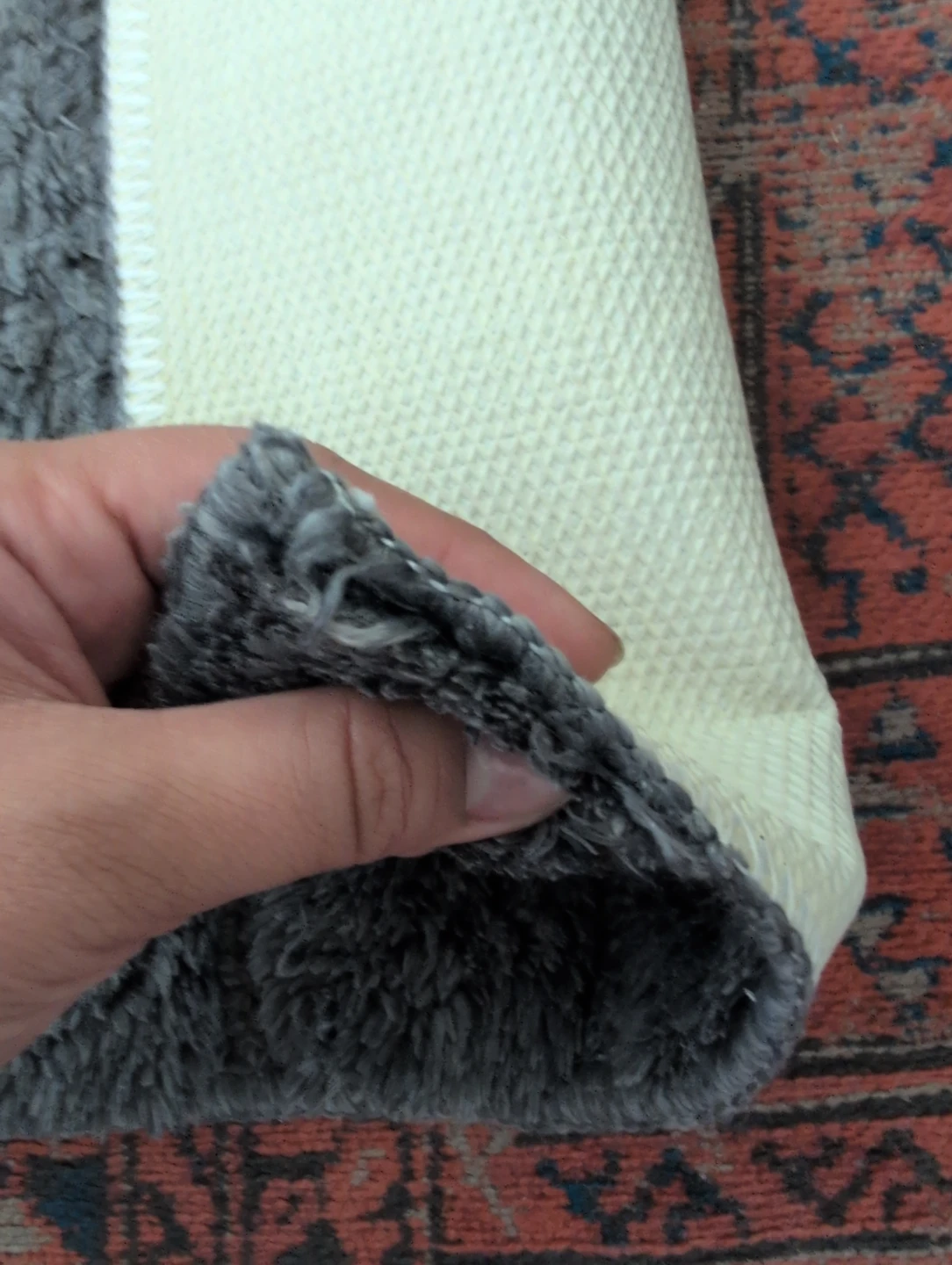 Grey and blue Shaggy Bath Mat - photo 3