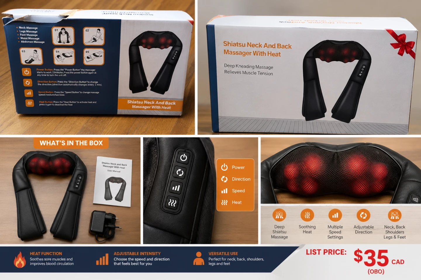 Shiatsu Neck and Back Massager with Heat