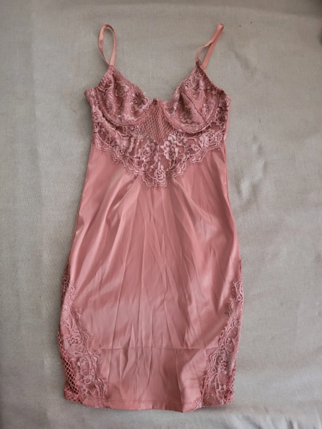 Pink Lace Slip Dress