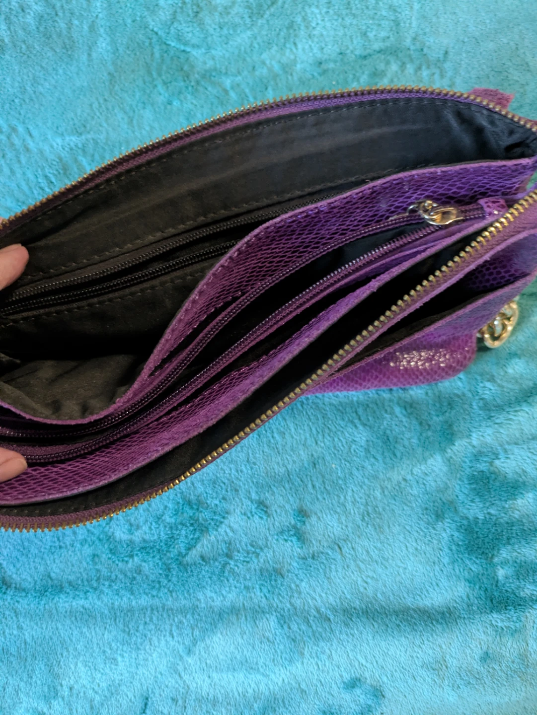 Purple Clutch with Chain Strap - photo 2