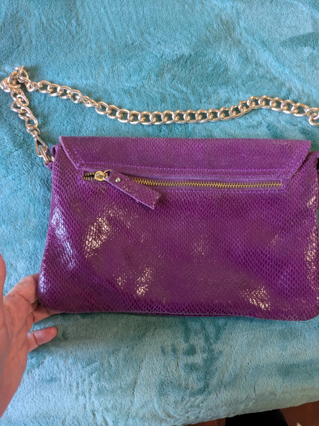 Purple Clutch with Chain Strap - photo 5