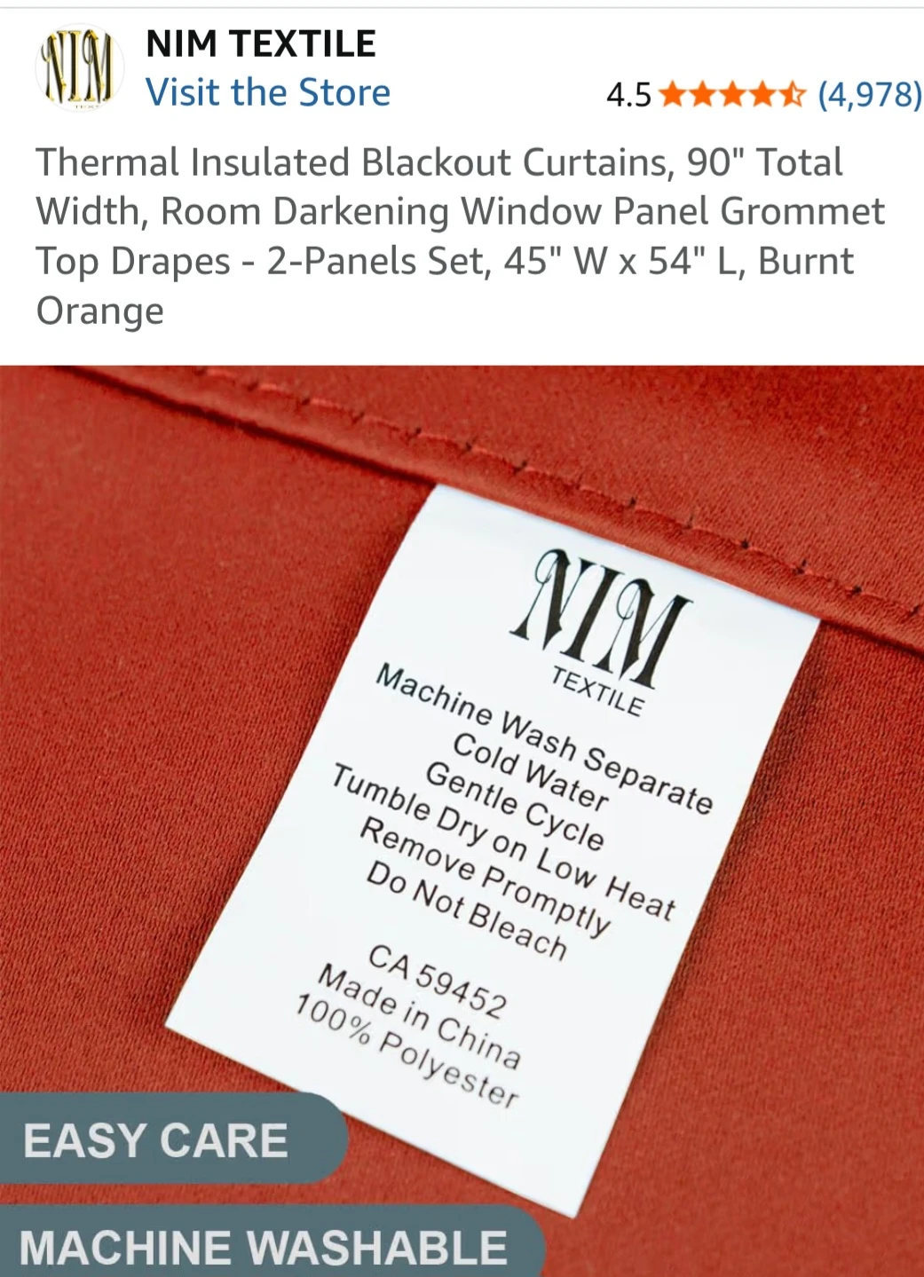NIM TEXTILE Thermal Insulated Blackout Curtains (2 Panels) - photo 3