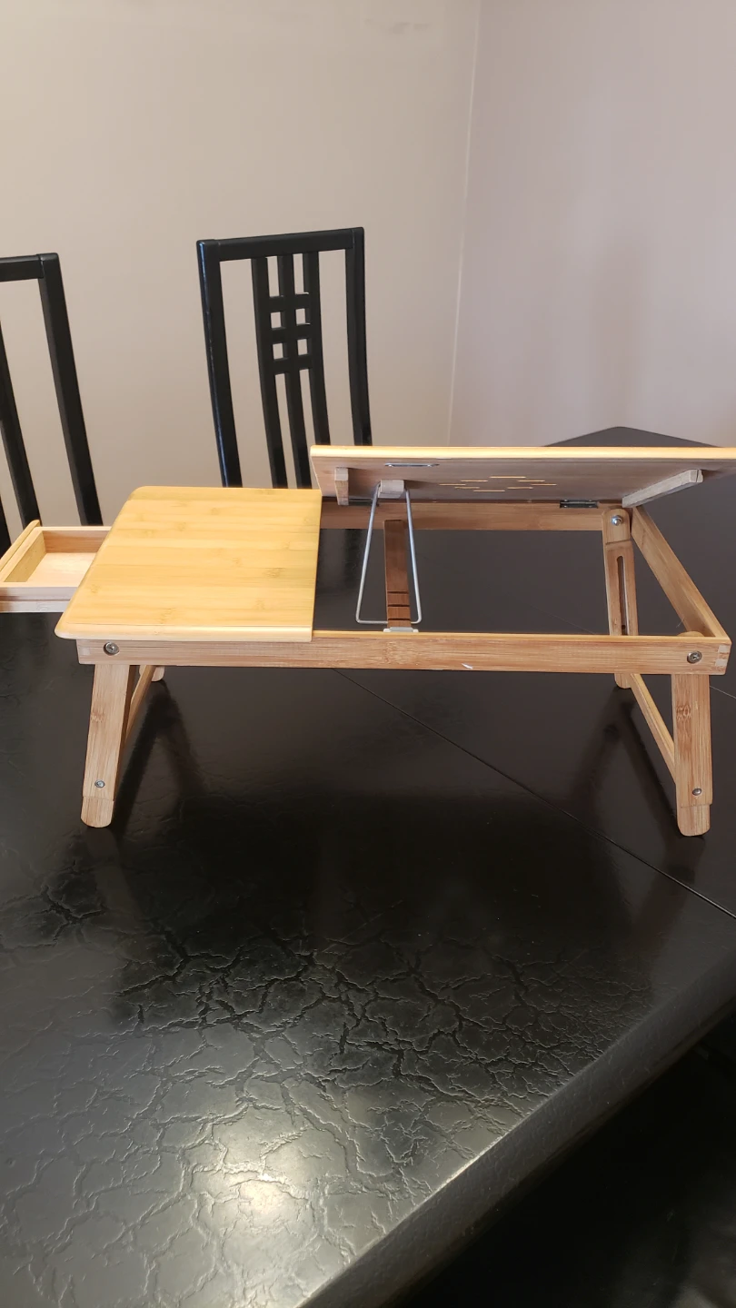 Adjustable Bamboo Laptop Desk with Drawer - photo 3